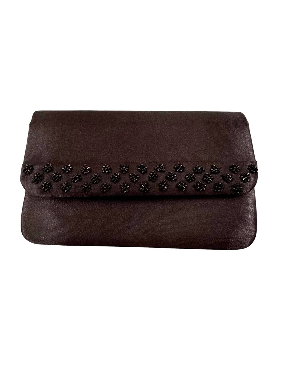 Sasha Satin Beaded Evening Bag Clutch or Shoulder Bag Convertible Black